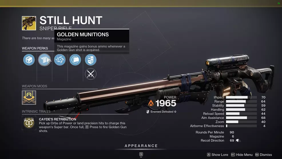 The Still Hunt perks
