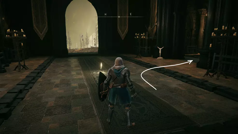 Standing at the Back Gate Site of Grace, an arrow points to a side room