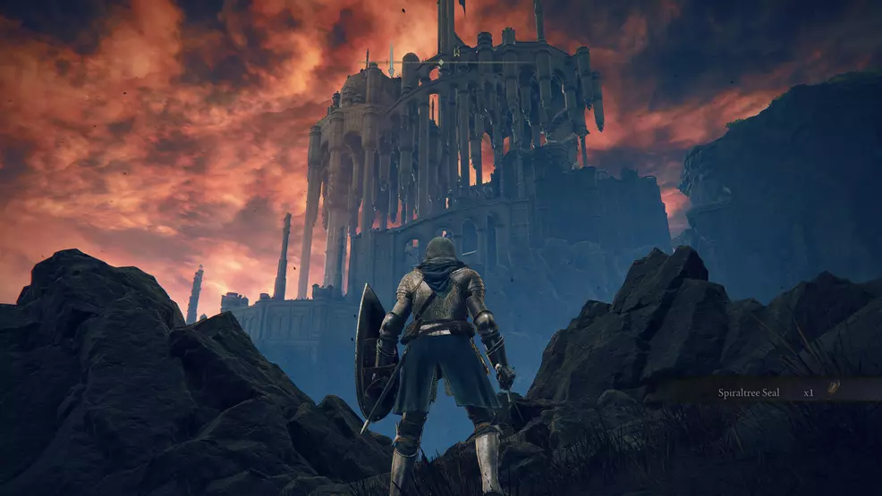 The view of the Sacred Tower as seen in the painting