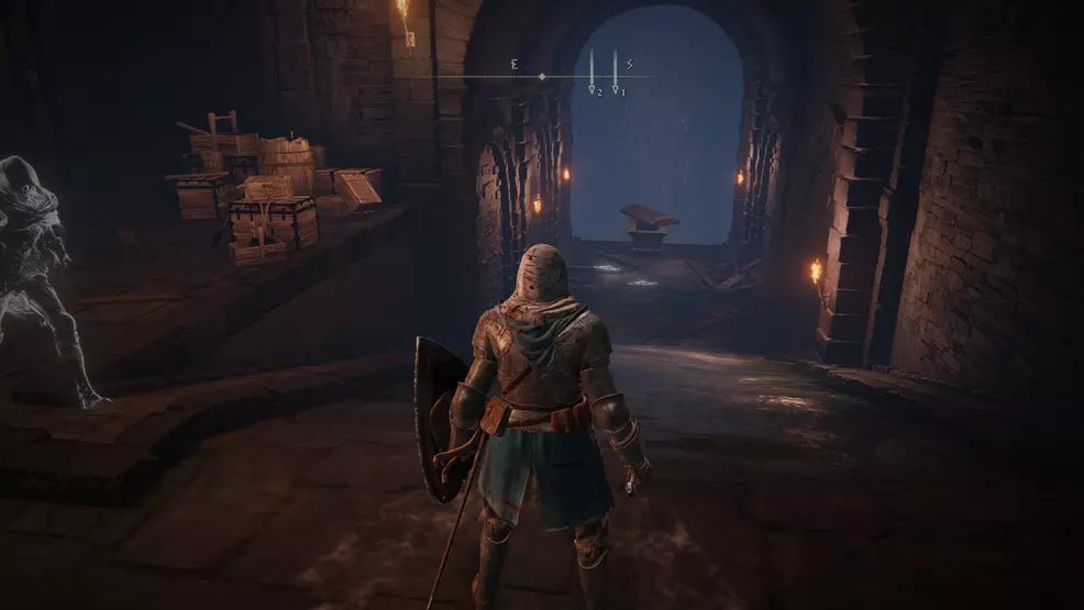 The player looks at a coffin beneath shadow keep