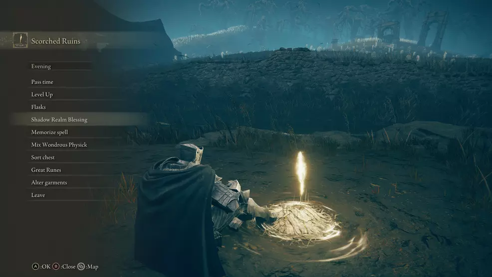 A menu image showing the Shadow Realm Blessing in Elden Ring