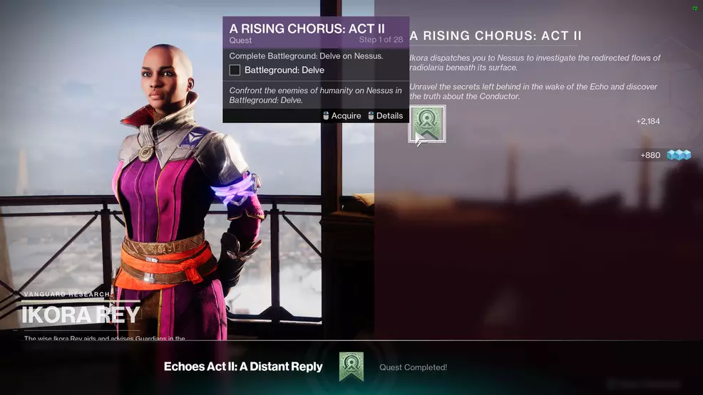 Ikora offering the quest, A Chorus Rises Act 2