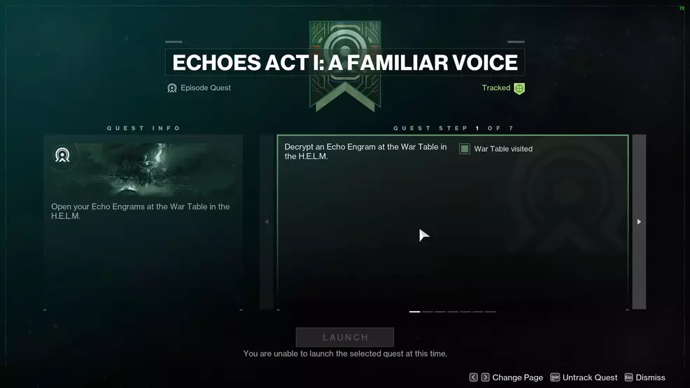 The first step in the quest A Familiar Voice