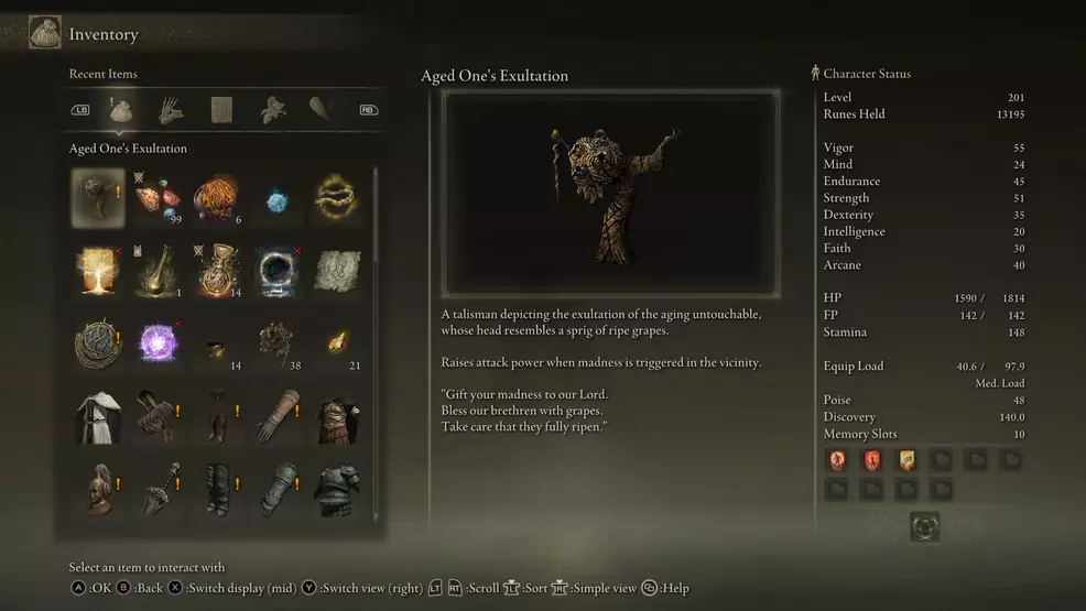 Aged Ones Exultation talisman