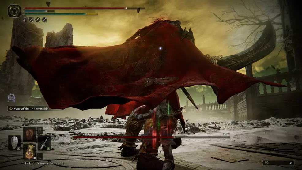 Image shows Radahn's health bar reduced by over thirty-three percent indicating a shift to second phase
