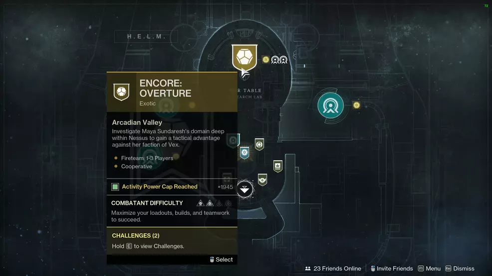 The map showing the node for the Encore Exotic mission