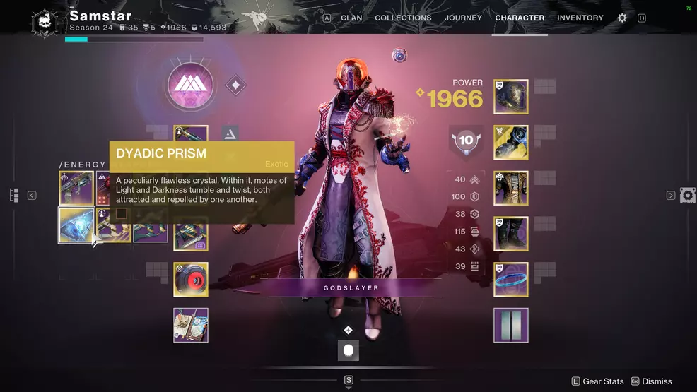 Dyadic Prism in the Energy weapon slot