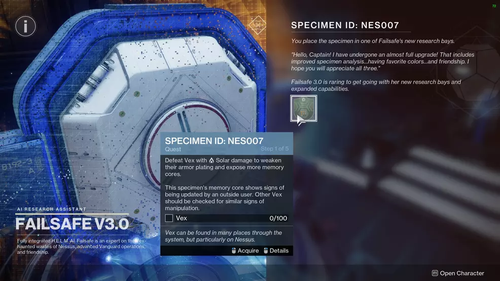 Failsafe offering the NES007 quest
