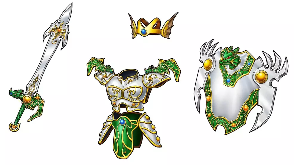 The Zenithian Sword, Shield, and Amor in Dragon Quest