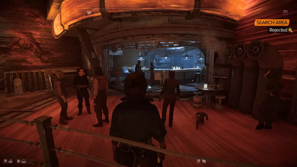 The bar upstairs in the market in Mirogana in Star Wars Outlaws