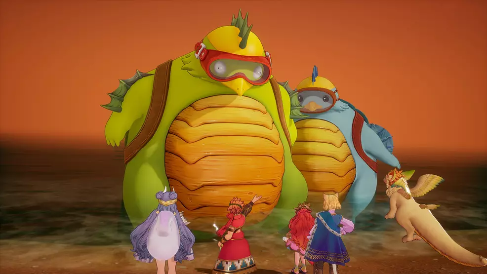The party speaks with two large, bipedal aquatic creatures that wear goggles.