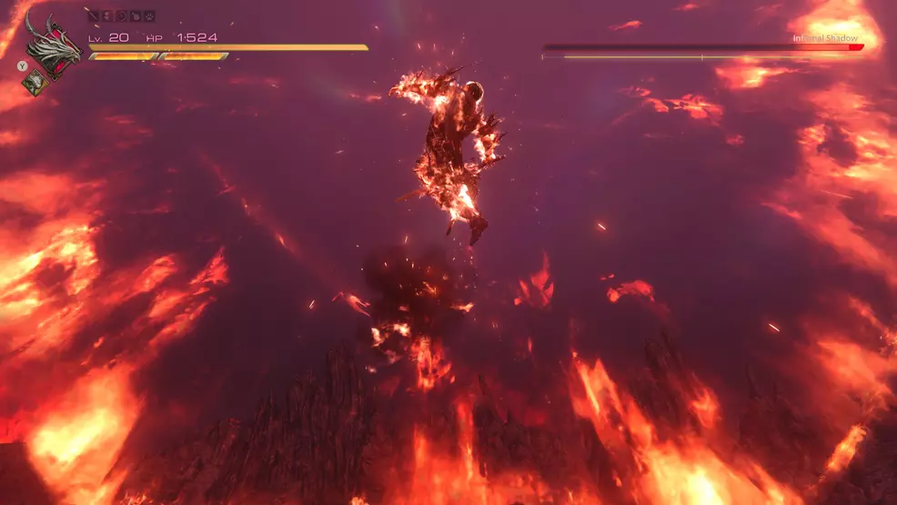 Shows Clive using his Limit Rush while leaping high into the air.