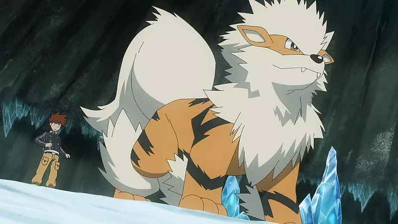 Arcanine and Blue in the Pokemon anime.
