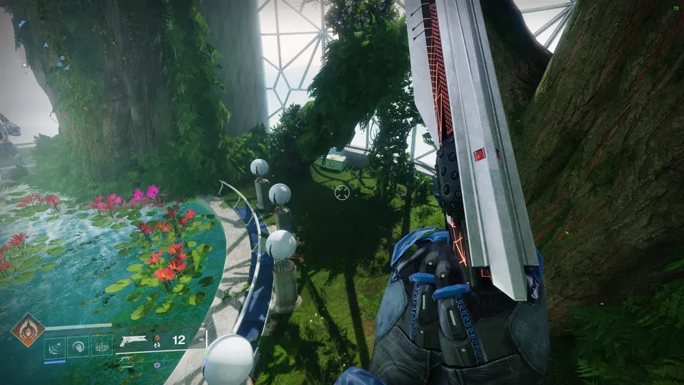 A Cayde's Stash behind a fallen tree