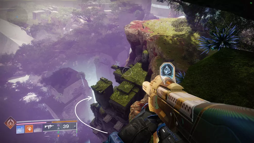 The platforms over the edge of the starting area in Encore