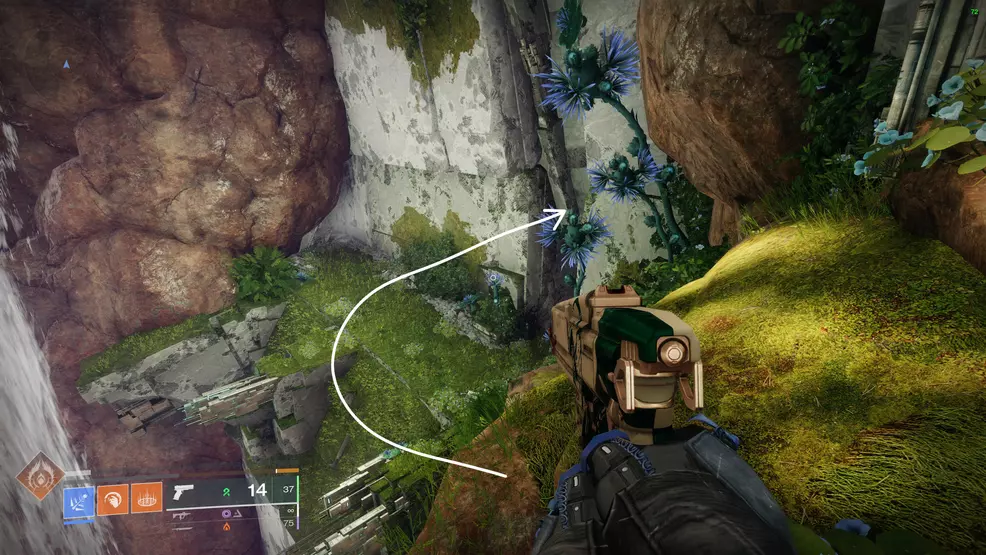 The outcropping with the entrance to the hidden Vex portal