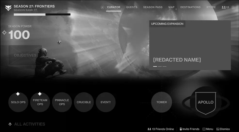 A look at a mock-up of the Portal page in Destiny 2