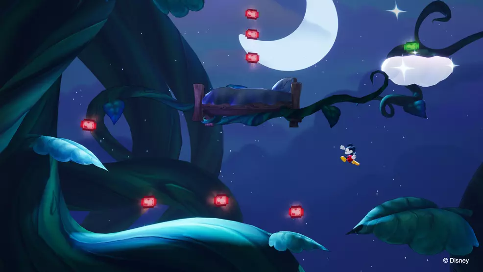 A sidescrolling platformer section in Epic Mickey: Rebrushed