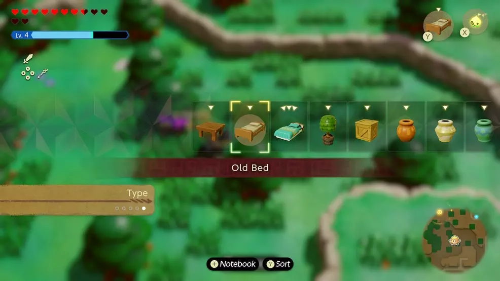 Zelda: Echoes of Wisdom Inventory Menu