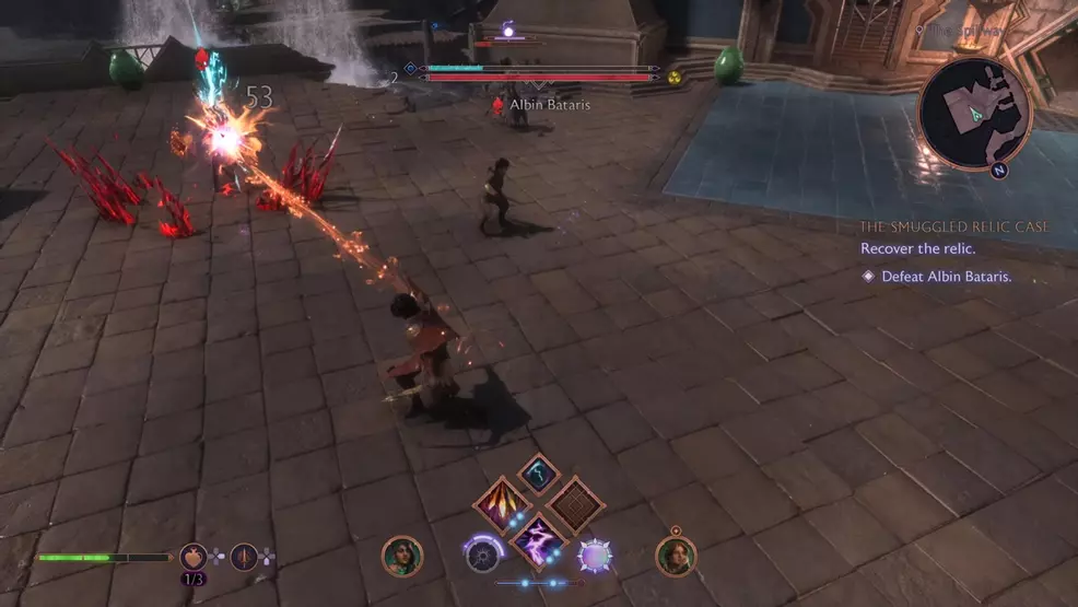 The player character throwing a fire spell at an enemy in Dragon Age: The Veilguard.