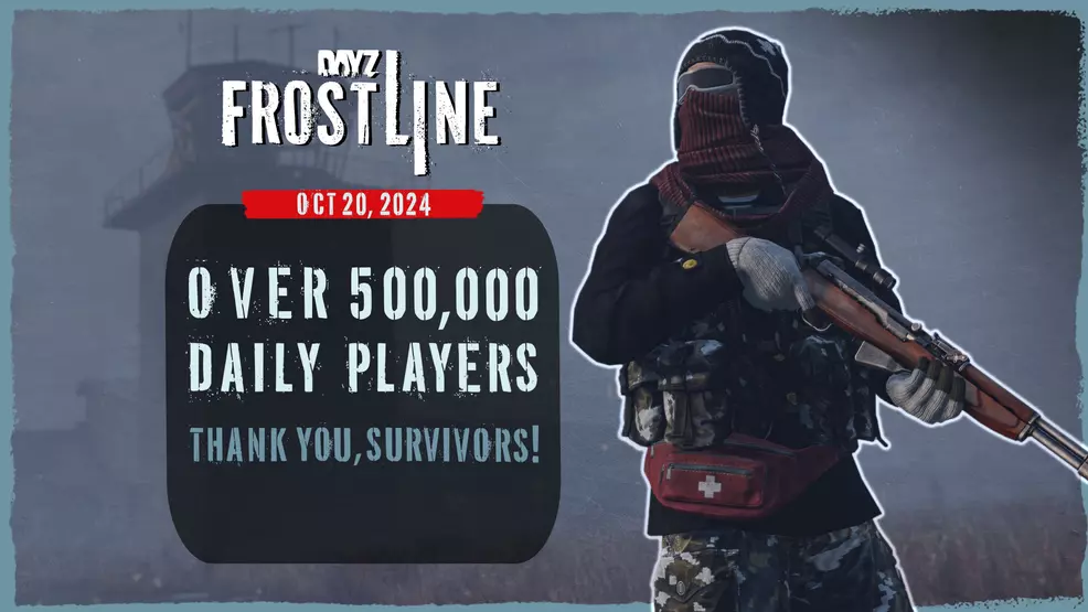 A graphic celebrating 500 daily players for DayZ.