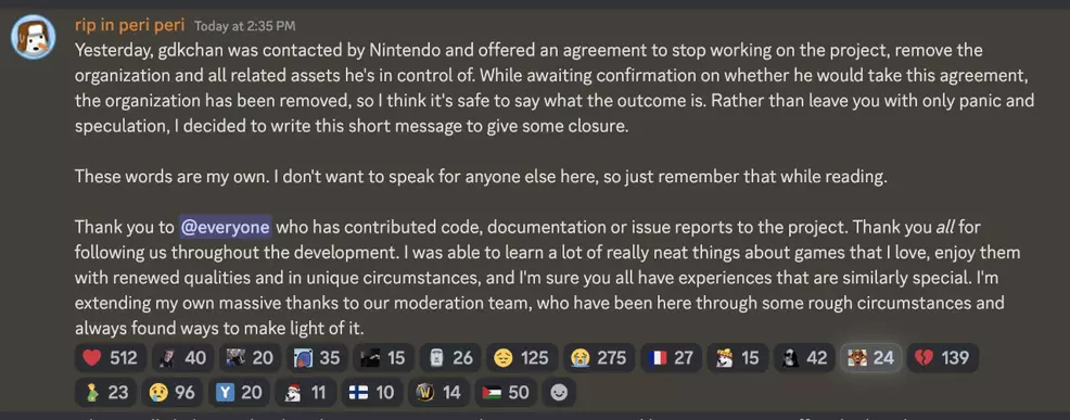Discord post by using Rip in Peri Peri