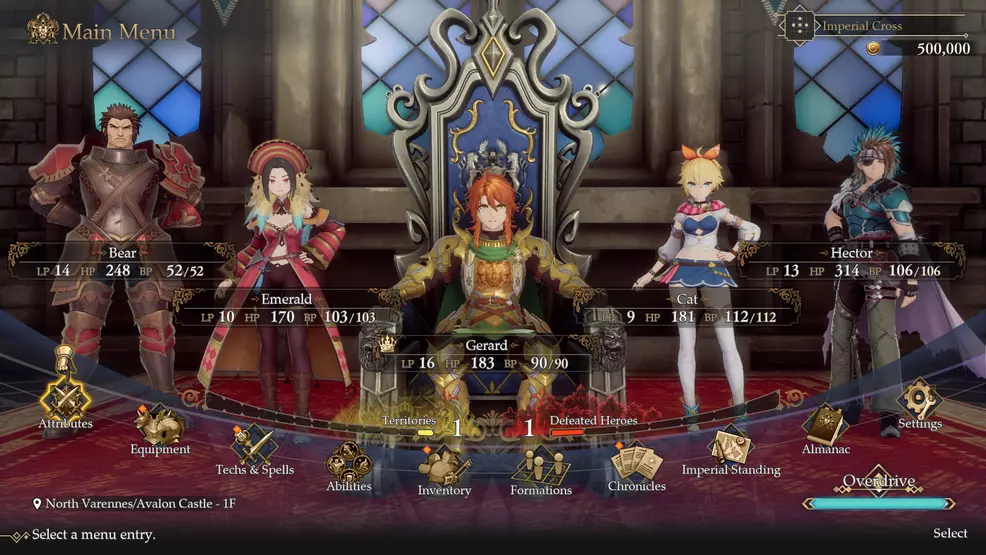 The cool throne room UI screen in Romancing SaGa 2