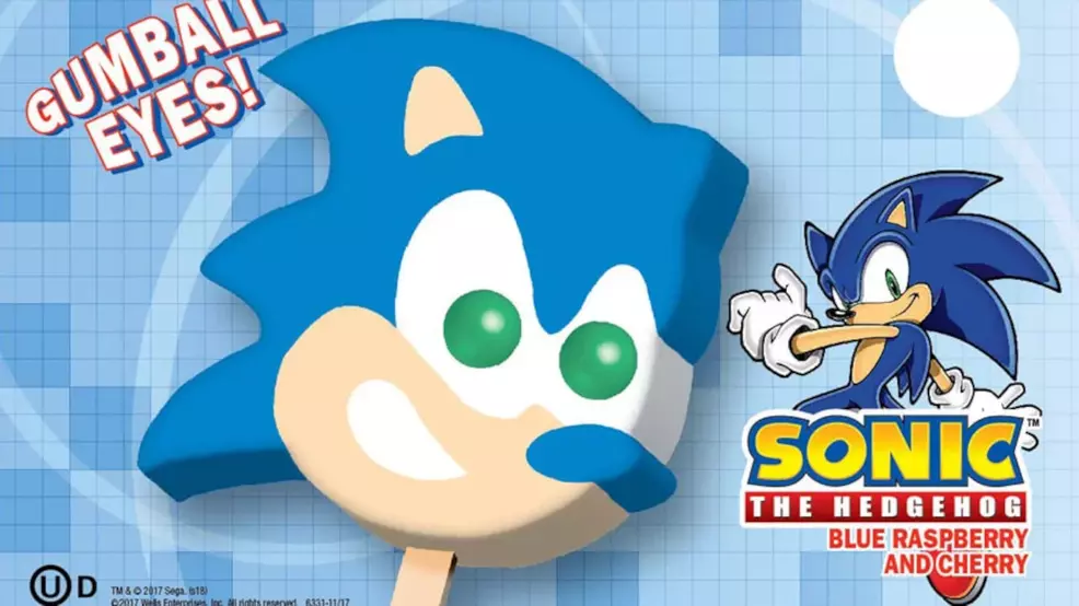 The packaging for Sonic the Hedgehog ice cream bars