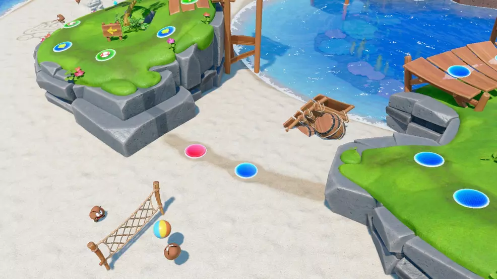 The low tide on Goomba Lagoon in Super Mario Party Jamboree