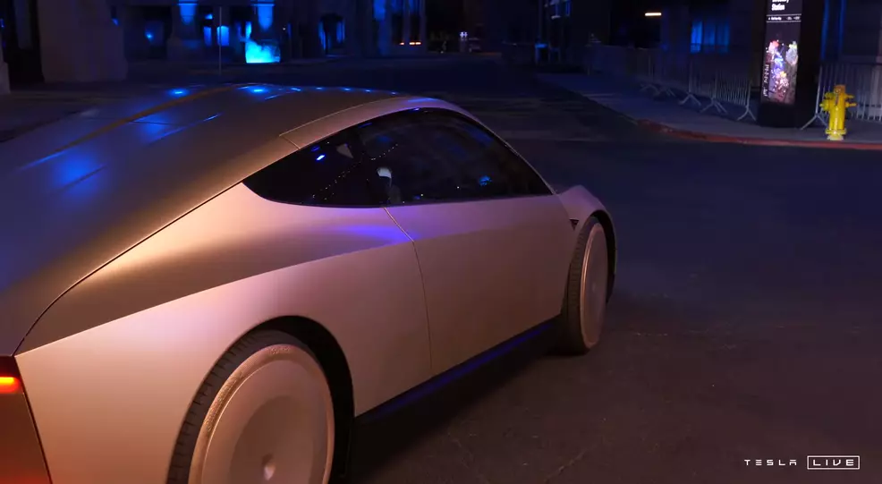 A rear view of the Tesla Cybercab.