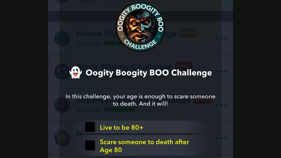 The Oogity Boogity Challenge steps in BitLife