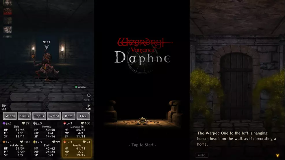 Screenshots showing the scary aspects of Wizardry Variants Daphne