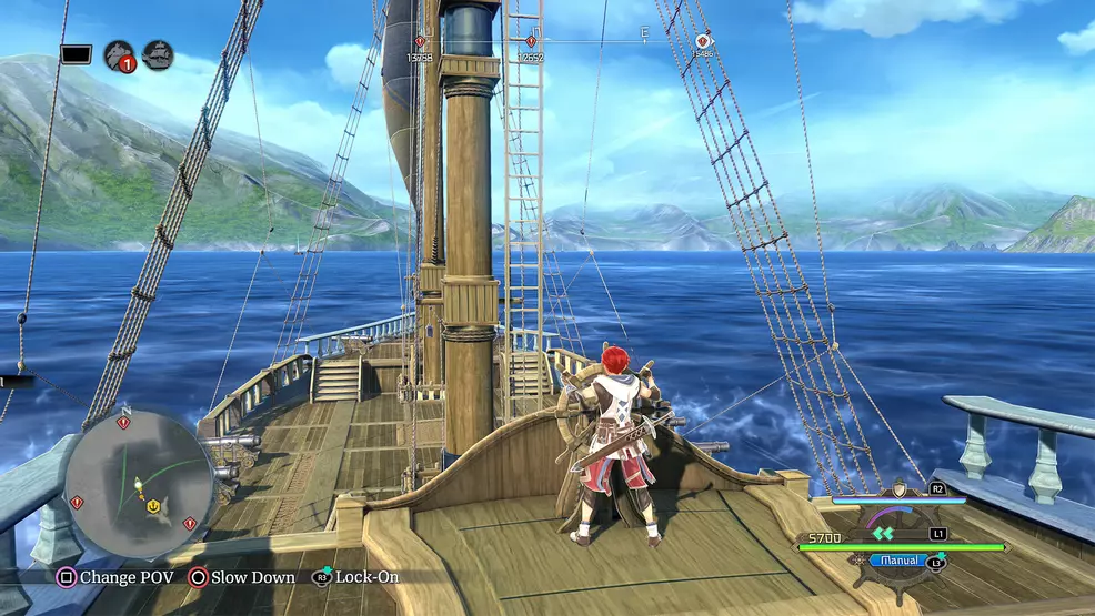 Adol sailing his ship in Ys X