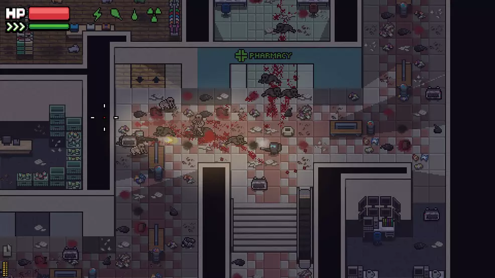 A pharmacy full of zombies in Zero Sievert
