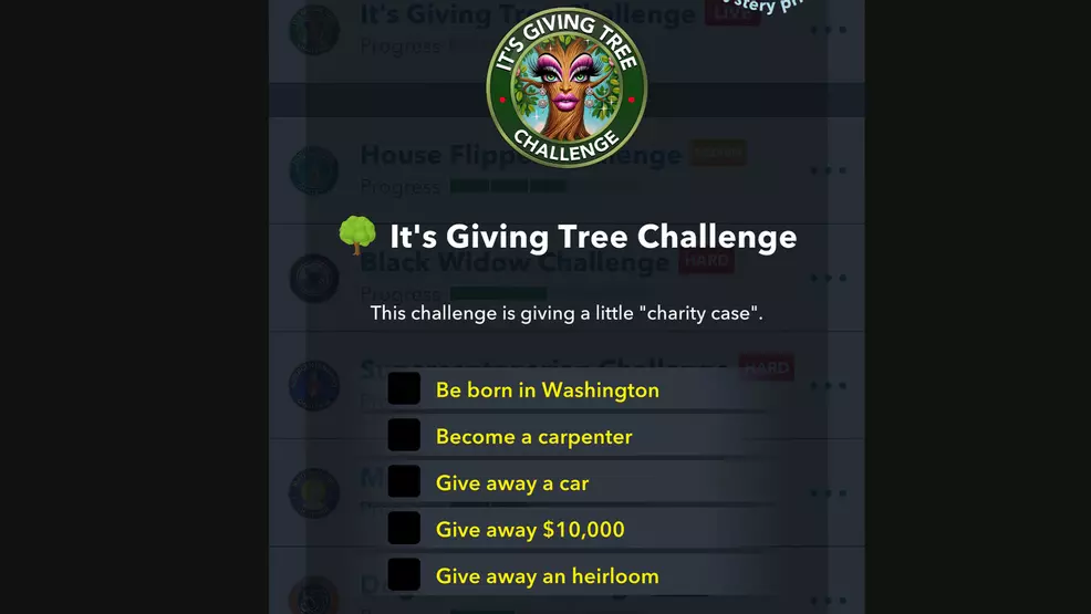 Steps for It's Giving Tree Challenge in BitLife