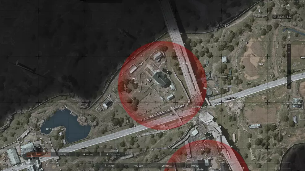 Image of the northern part of Arena Breakout's farm map.