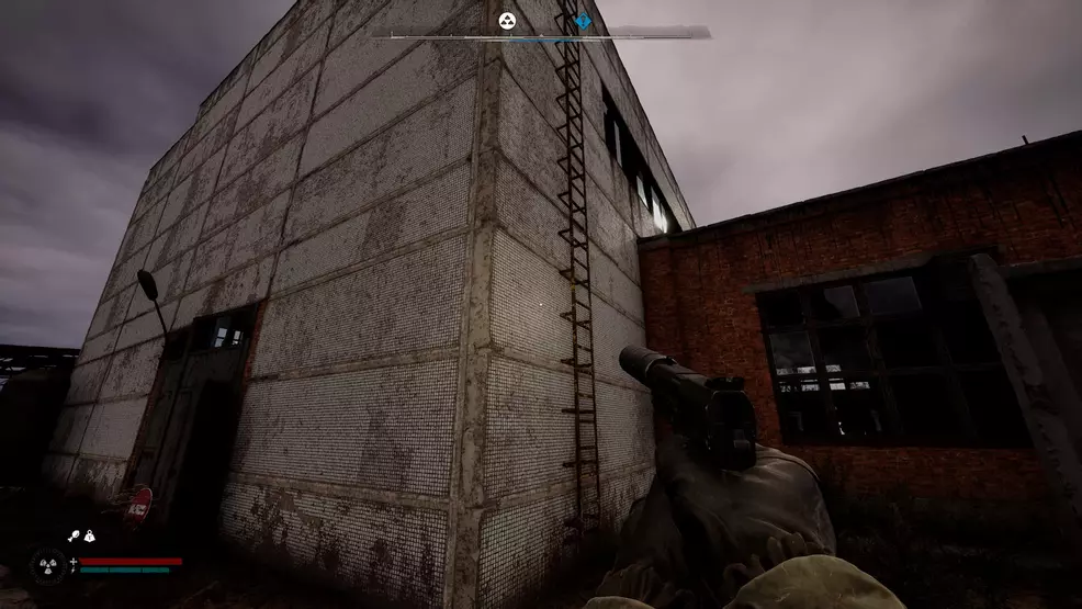 Stairs up to the roof of an old factory in Stalker 2