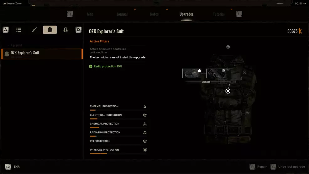 Upgrade screen in Stalker 2