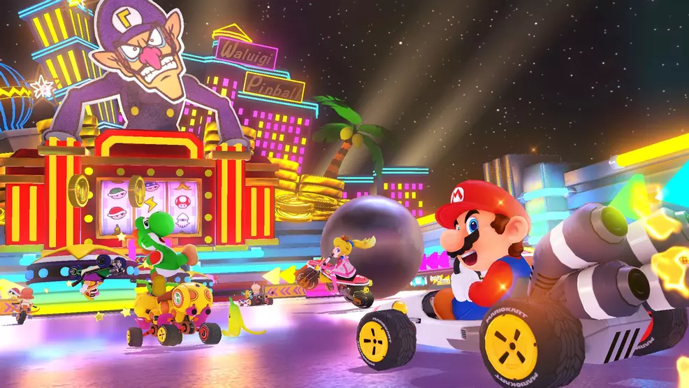 Waluigi Pinball in Mario Kart 8 Deluxe