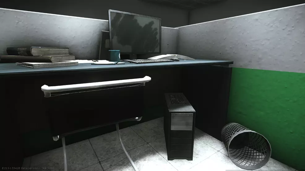 It shows an abandoned office fleeing Tarkov.