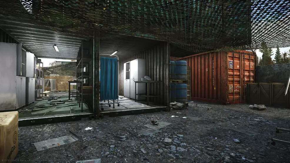 It shows an emergency medical base in the forest in an escape from Tarkov.