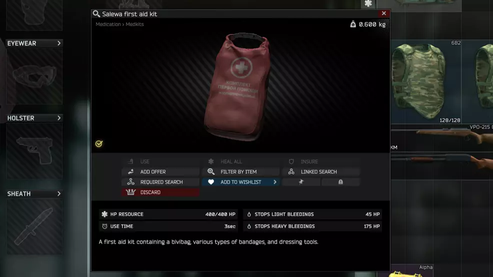 Show the Salewa medicine set in Escape from Tarkov.