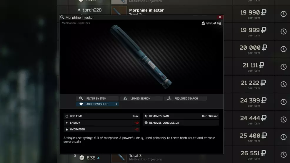 Morphine injection to escape from Tarkov