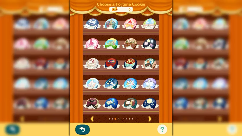 Many fortune cookies on the shelves