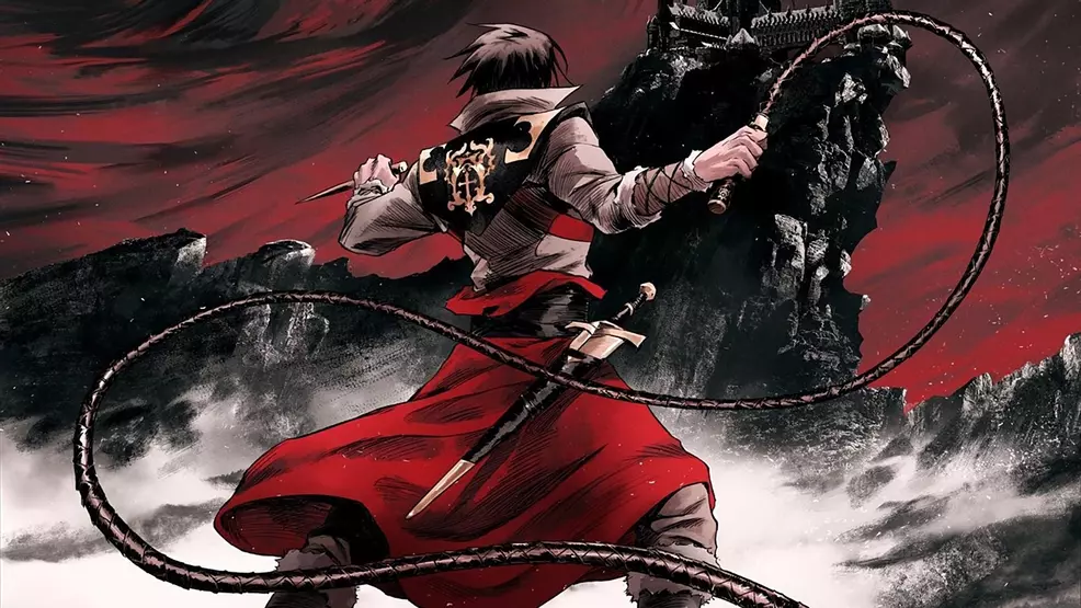 Trevor Belmont appears in key art for the Castlevania anime series.