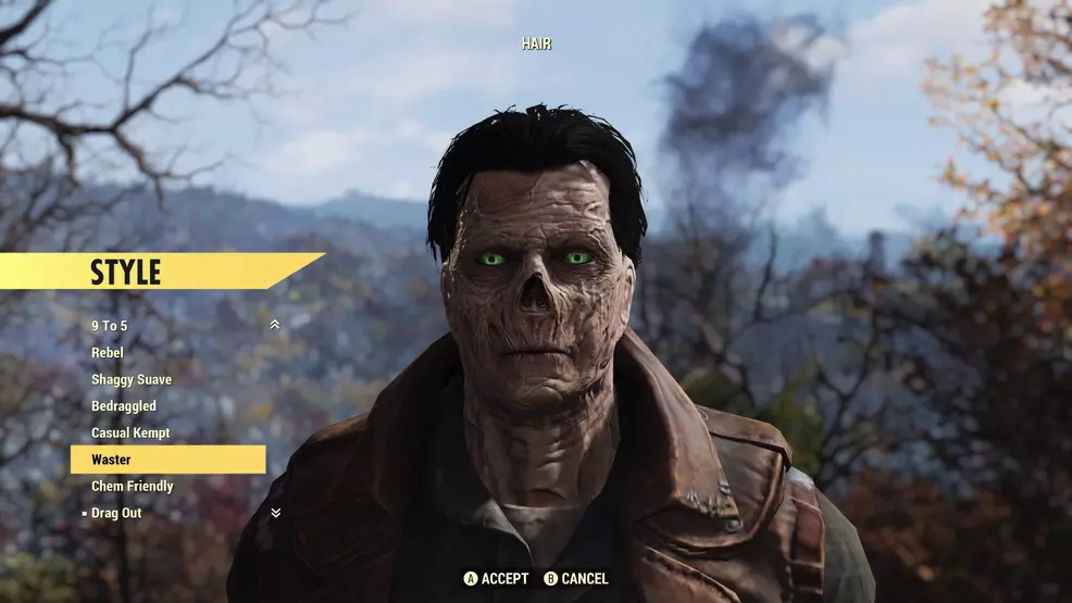 Ghoul options in the character customization screen