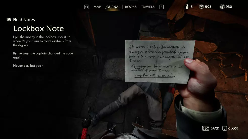 The Lockbox Note in Indiana Jones and the Great Circle