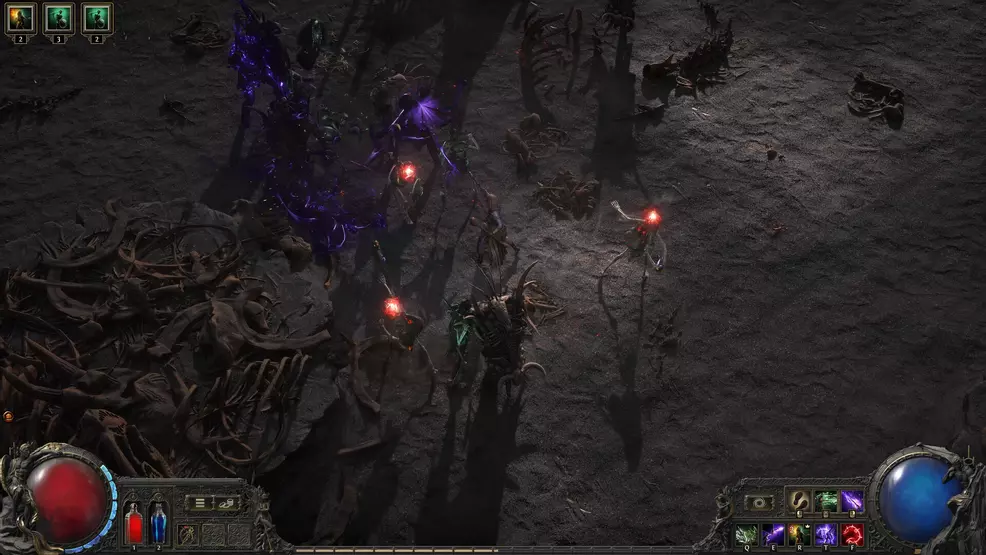 Battle skeletons and other creepy creatures in Path of Exile 2.