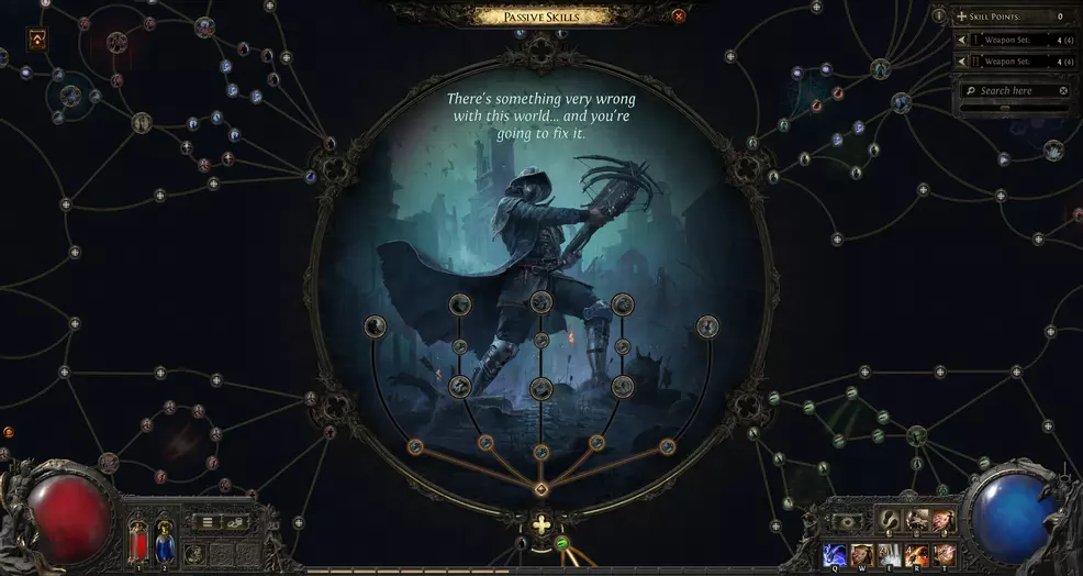 Example of a passive skill tree in Path of Exile 2