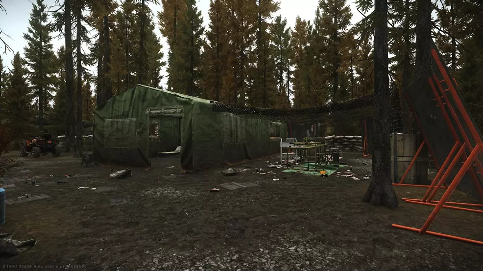 Showing a campsite in the forest